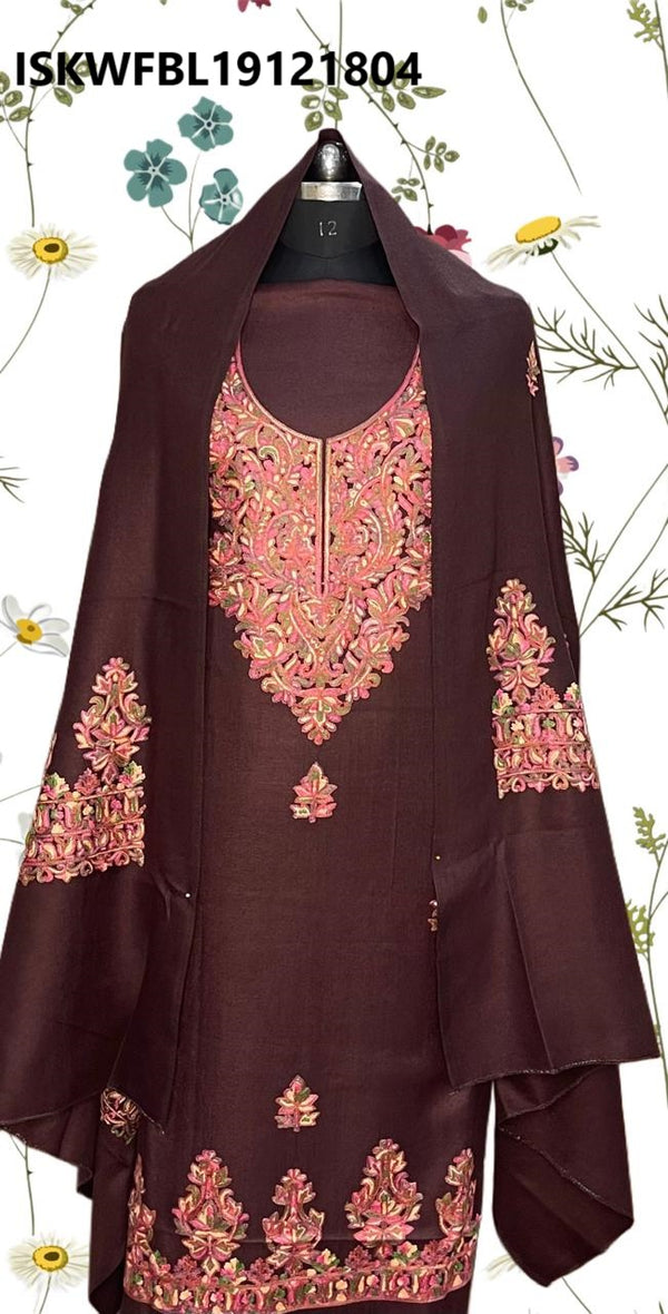 Embroidered Woolen Kurti With Shawl-ISKWFBL19121804