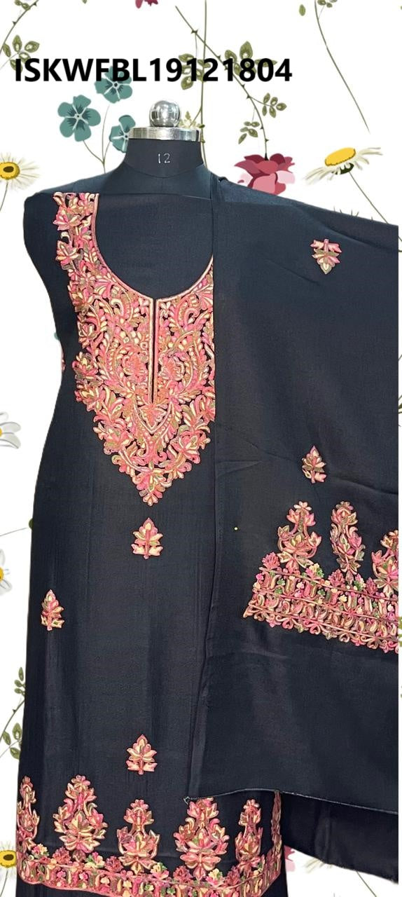 Embroidered Woolen Kurti With Shawl-ISKWFBL19121804