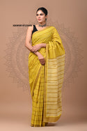 Bagru Hand Block Printed Cotton Saree With Blouse-ISKWSR19123406