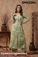 Floral Printed Malmal Front Slit Kurti With Palazzo-ISKWKU1912OMK2064