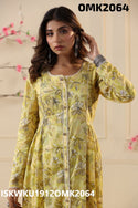 Floral Printed Malmal Front Slit Kurti With Palazzo-ISKWKU1912OMK2064