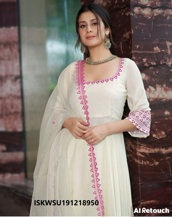 Embroidered Georgette Anarkali Kurti With Palazzo And Dupatta-ISKWSU191218950