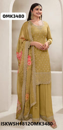 Emboidered Chinon Kurti With Sharara And Digital Printed Dupatta-ISKWSH1812OMK324