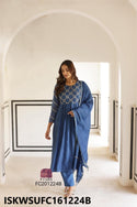 Embroidered Malmal Chanderi Kurti With Silk Pant And Dupatta-ISKWSUFC161224P/FC201224B