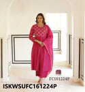 Embroidered Malmal Chanderi Kurti With Silk Pant And Dupatta-ISKWSUFC161224P/FC201224B