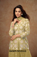 Embroidered Chinon Kurti With Palazzo And Dupatta-ISKWPL19123322