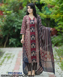 Hand Block Ajrakh Printed Cotton Kurti With Pant And Malmal Cotton Dupatta-ISKWSU2012PPC/D1654