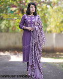 Khadi Cotton Kurti With Khadi Pant And Digital Printed Khadi Silk Dupatta-ISKWSU2012PPC/D1497