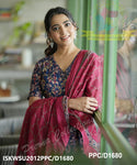 Kalamkari Printed Cotton Anarkali Kurti With Pant And Malmal Cotton Dupatta-ISKWSU2012PPC/D1680