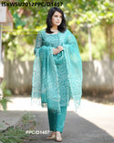 Hand Block Printed Kota Doriya Kurti With Cotton Pant And Dupatta-ISKWSU2012PPC/D1457