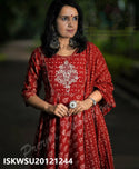 Bagru Printed Cotton Anarkali Kurti With Pant And Dupatta-ISKWSU20121244