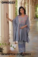 Embroidered Cotton Kaftan With Pant-ISKWKFT2412OMK3023