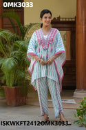 Embroidered Cotton Kaftan With Pant-ISKWKFT2412OMK3033