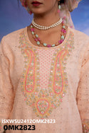 Embroidered Cotton Schiffli Anarkali Kurti With Pant And Dupatta-ISKWSU2412OMK2823