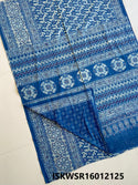 Ajrakh Hand Block Printed Malmal Cotton Saree With Blouse-ISKWSR16012125