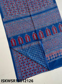 Ajrakh Hand Block Printed Malmal Cotton Saree With Blouse-ISKWSR16012126