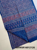 Ajrakh Hand Block Printed Malmal Cotton Saree With Blouse-ISKWSR16012126