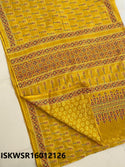 Ajrakh Hand Block Printed Malmal Cotton Saree With Blouse-ISKWSR16012126