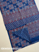 Ajrakh Hand Block Printed Malmal Cotton Saree With Blouse-ISKWSR16012127