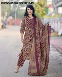 Kalamkari Printed Cotton Kurti With Pant And Malmal Cotton Dupatta-ISKWSU1002PPC/D1849