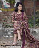 Kalamkari Printed Cotton Kurti With Pant And Malmal Cotton Dupatta-ISKWSU1002PPC/D1849