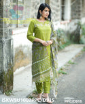 Embroidered Khadi Cotton Kurti With Pant And Hand Block Printed Kota Doriya Dupatta-ISKWSU1002PPC/D915