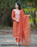 Embroidered Cotton Kurti With Pant And Kota Doriya Dupatta-ISKWSU1002PPC/D1692