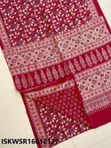 Ajrakh Hand Block Printed Malmal Cotton Saree With Blouse-ISKWSR16012127