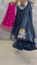 Embroidered Cotton Lehenga With Blouse And Rayon Cotton Dupatta-ISKWNAV030700021