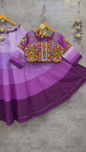 Ombre Cotton Lehenga With Padded Blouse And Lehariya Printed Cotton Dupatta-ISKWNAV020758036