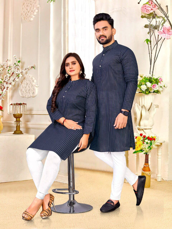 Cotton Couple Men s Kurta And Ladies Kurti Ishaanya Fashion