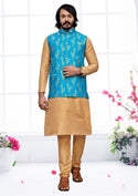 Art Silk Kurta With Pajama And Jacquard Jacket