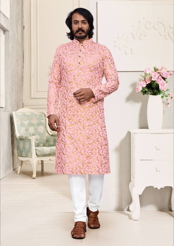 Cotton Foil Print Kurta With Pajama-Di.No-30