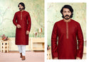 Men's Self Print Silk Kurta With Pajama-Di.No-29