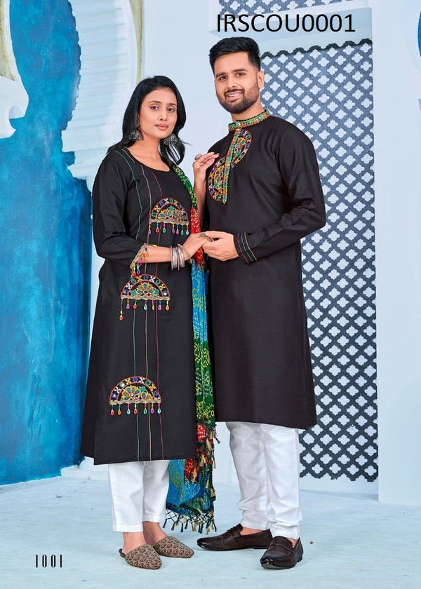 Cotton Kurta and Kurti Set For Couple-IRSCOU0001