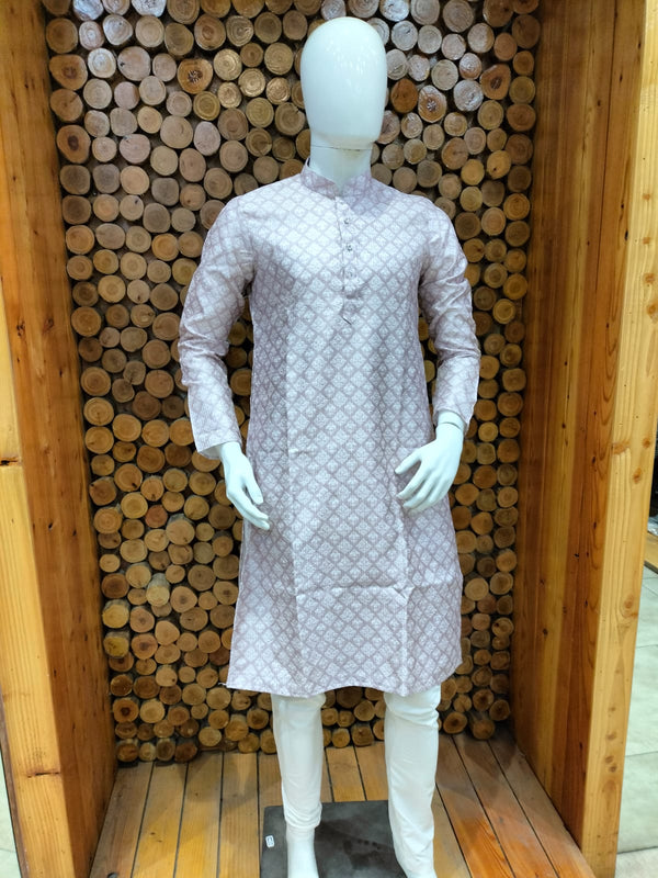 Ikkat Printed Silk Kurta